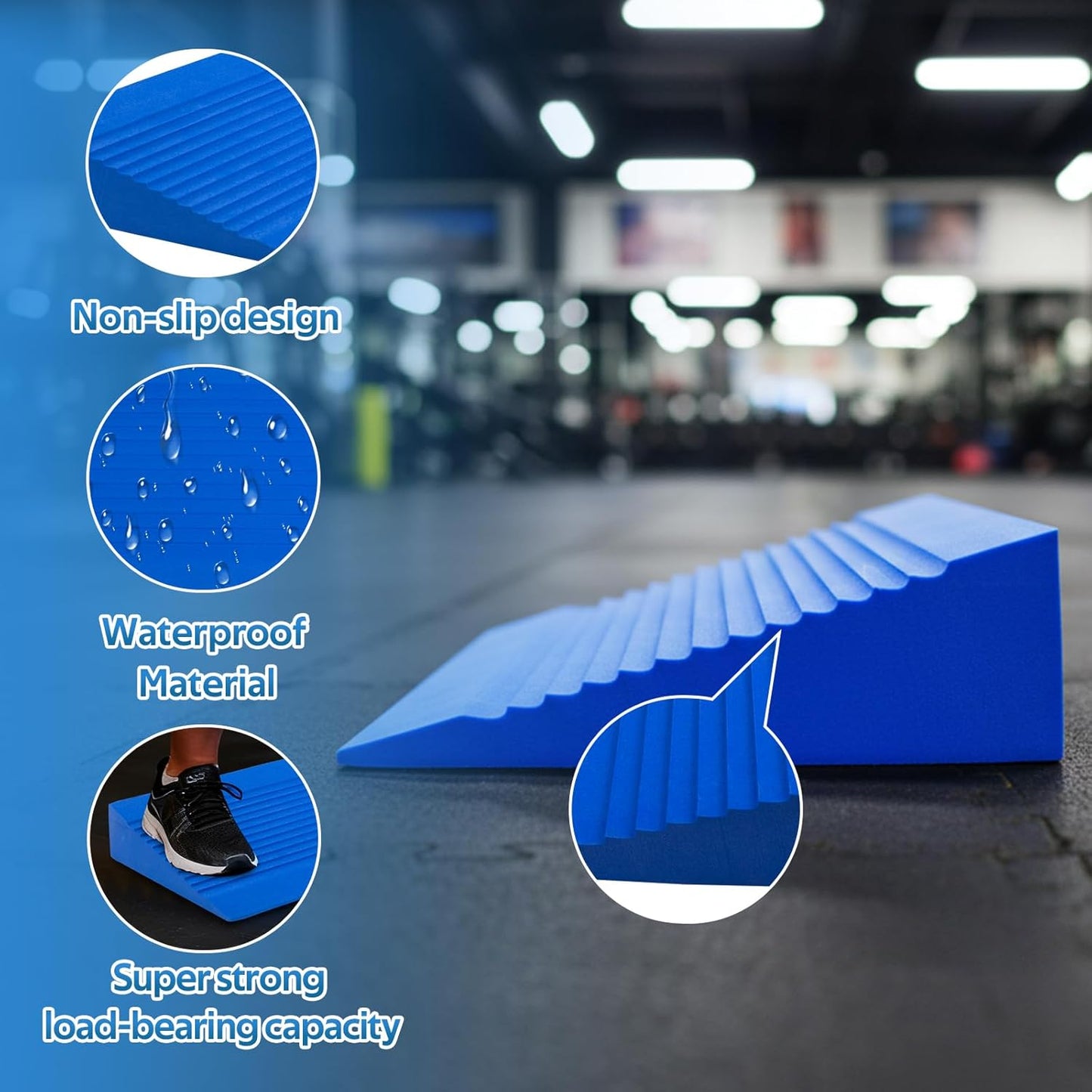 Squat Wedge Block,Non-Slip Heel Elevated Slant Board,for Weightlifting,Calf Stretch,Yoga,Improve Ankle Mobility,Home and Gym Equipment,Blue