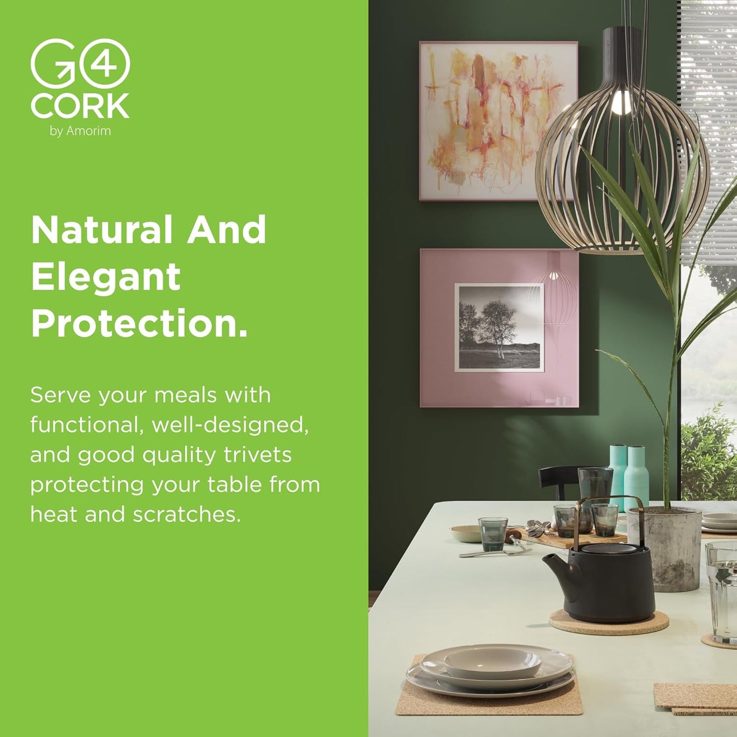 Go4Cork Cork Round Trivet Set - 195x10mm (7.68"x0.39"), Pack of 3 | Heat Resistant, Reusable, Easy to Clean | Ideal for Kitchen & Dining