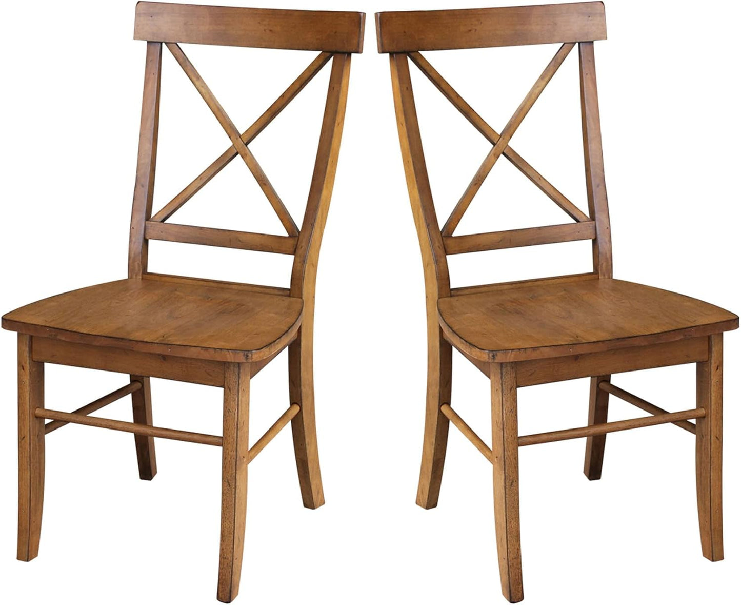 International Concepts Set of Two X-Back Dining Chair, Pecan