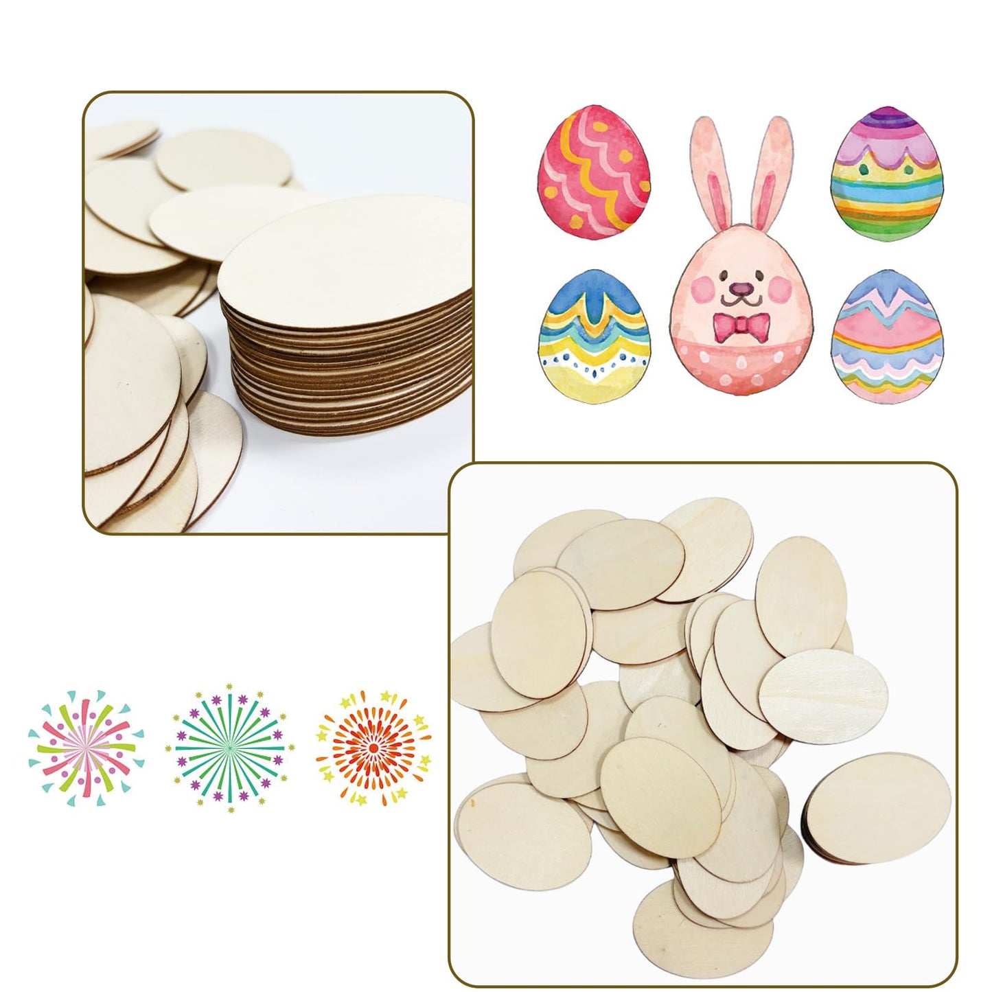 60 Pcs 2.76 x 1.97 Inch Wooden Oval Cutout, Natural Oval Wood Slices, Unfinished Beech Wooden Blank Slices for Painting, Home Decor, Wedding and Party Decoration