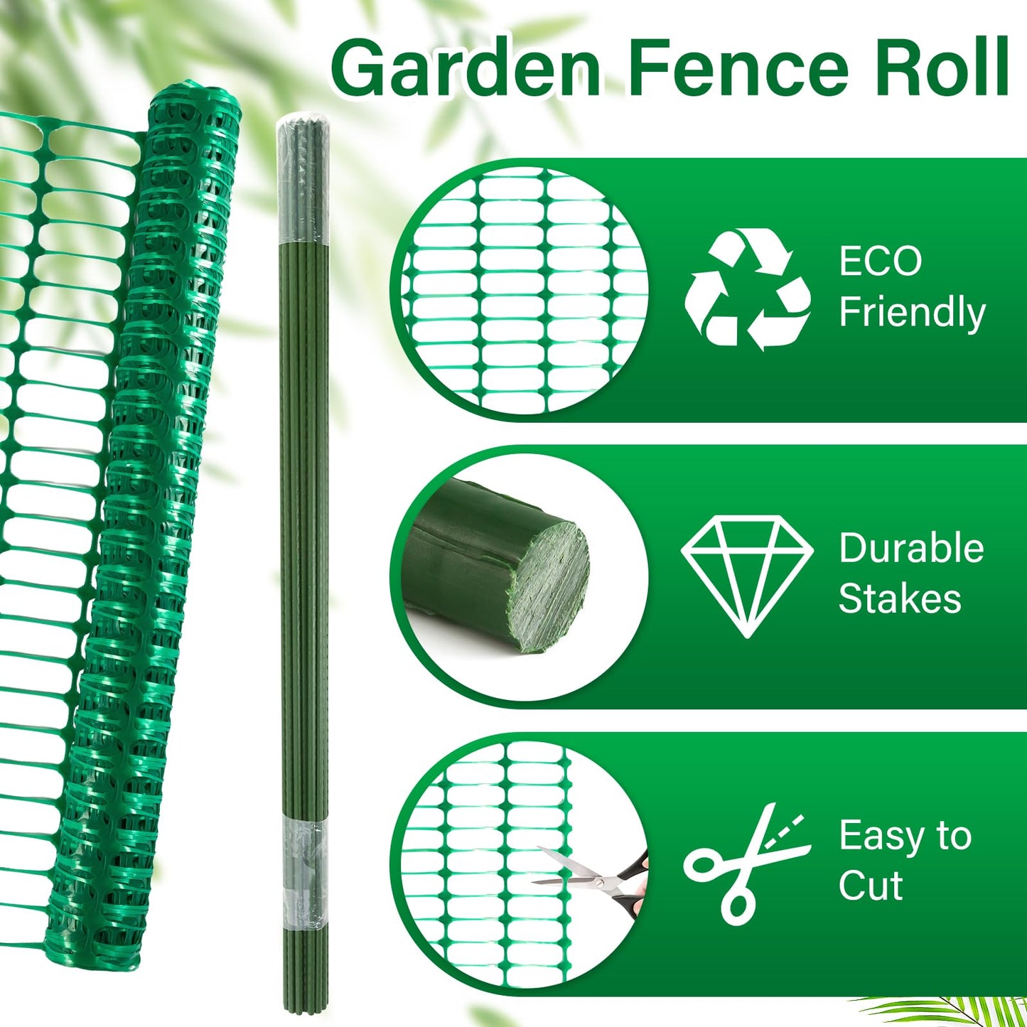 Plastic Fencing Temporary Fence,Snow Fence 4x100 with Stakes,Garden Fencings Plastic with Poles,Reusable Safety Fences,Construction Fences,Garden Fencings Roll for Pool,Lawn,Deer