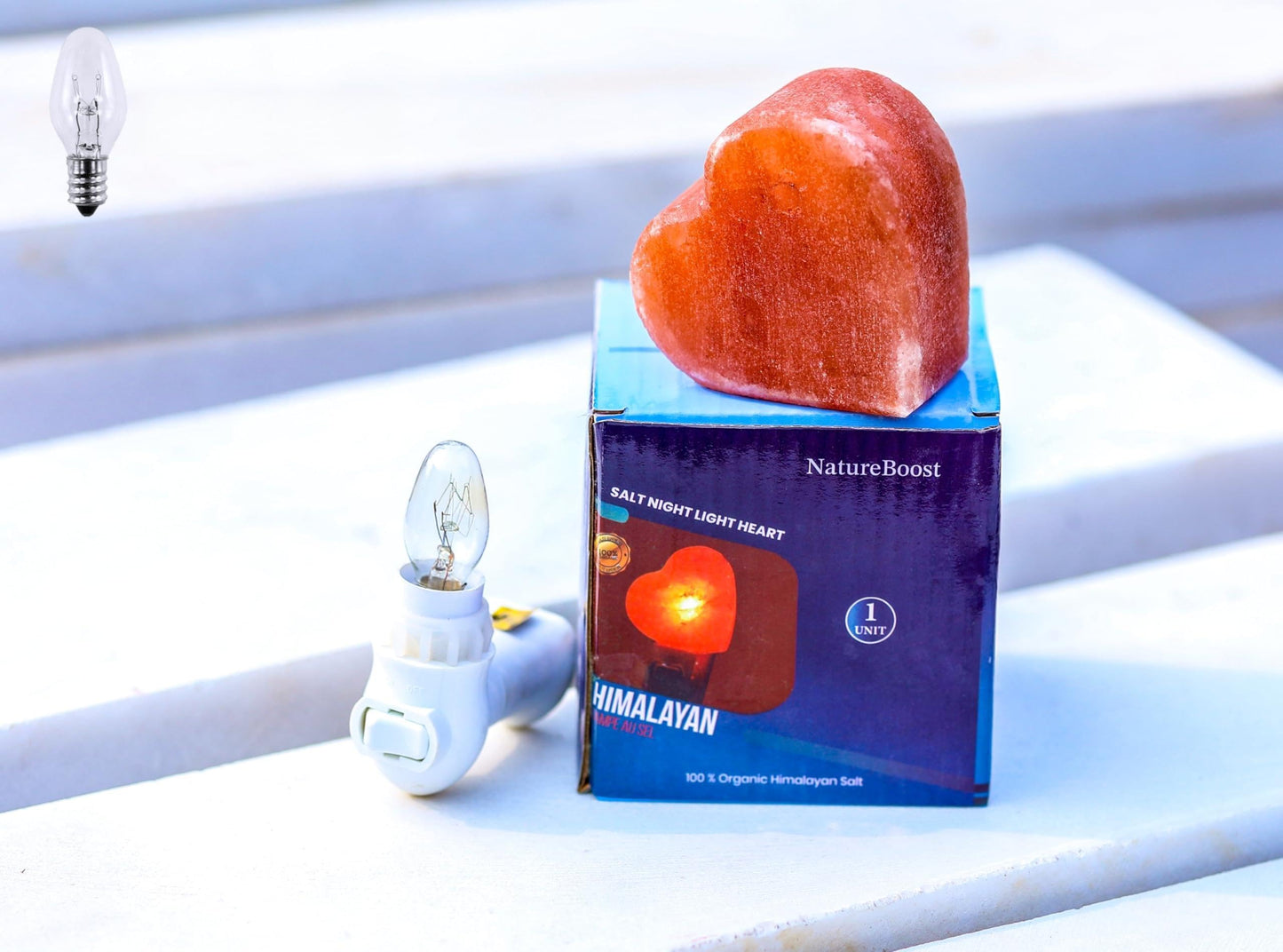 NatureBoost Himalayan Pink Salt Night Lights (Heart, 1)