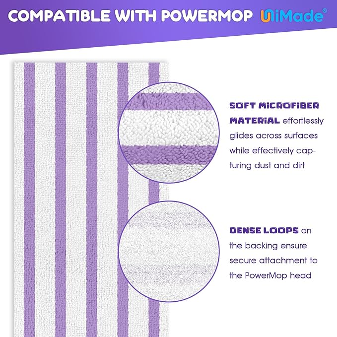 48 Pack Mop Pads Compatible with Swiffer Powermop, Washable Microfiber Pads Replacement for 13 ''-14.5 '' Mops - PowerMops Refills for Most Floor Types