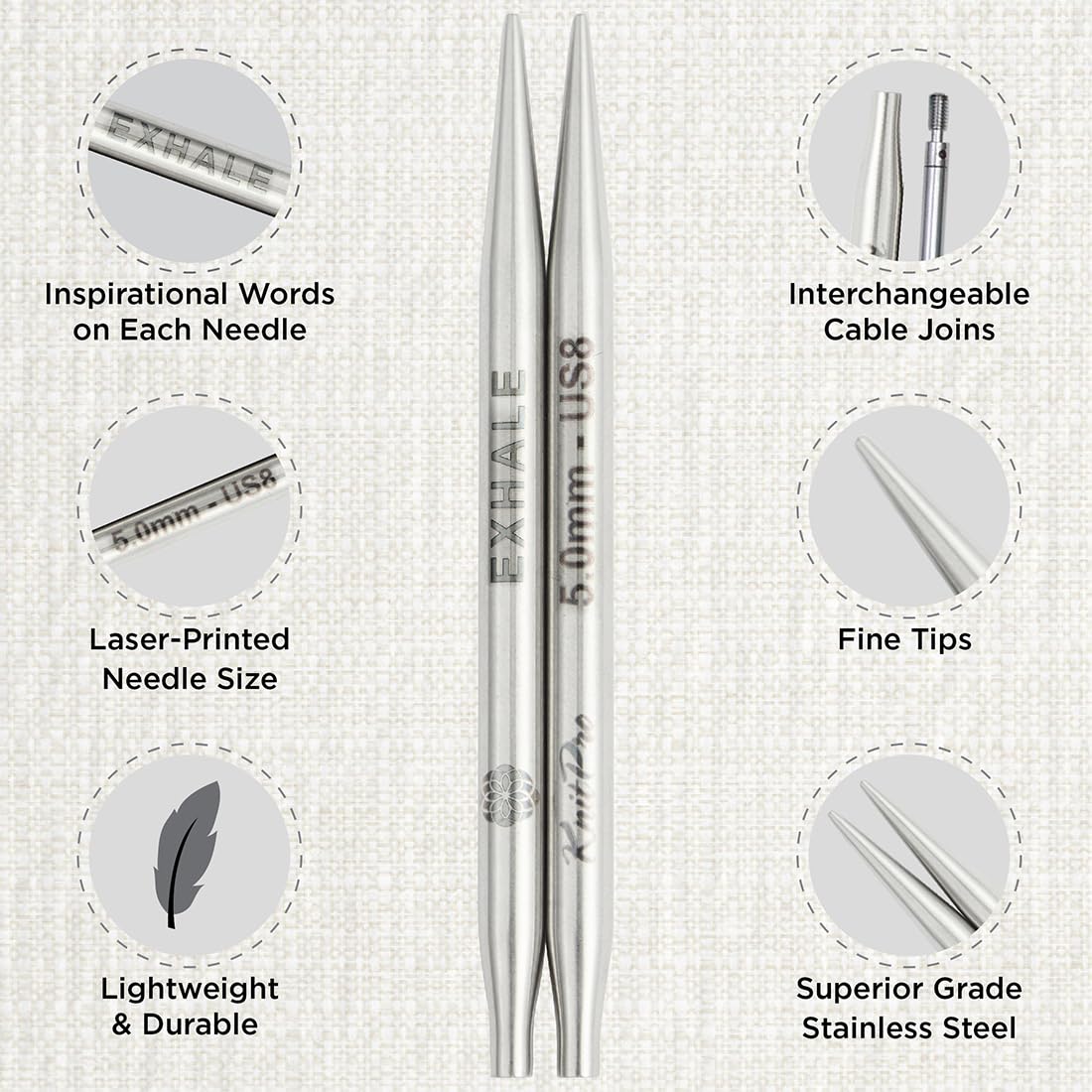 KnitPro The Mindful Collection Kindness Interchangeable Needle Set 4" (10cm) | 7 US Sizes (2.5-10)
