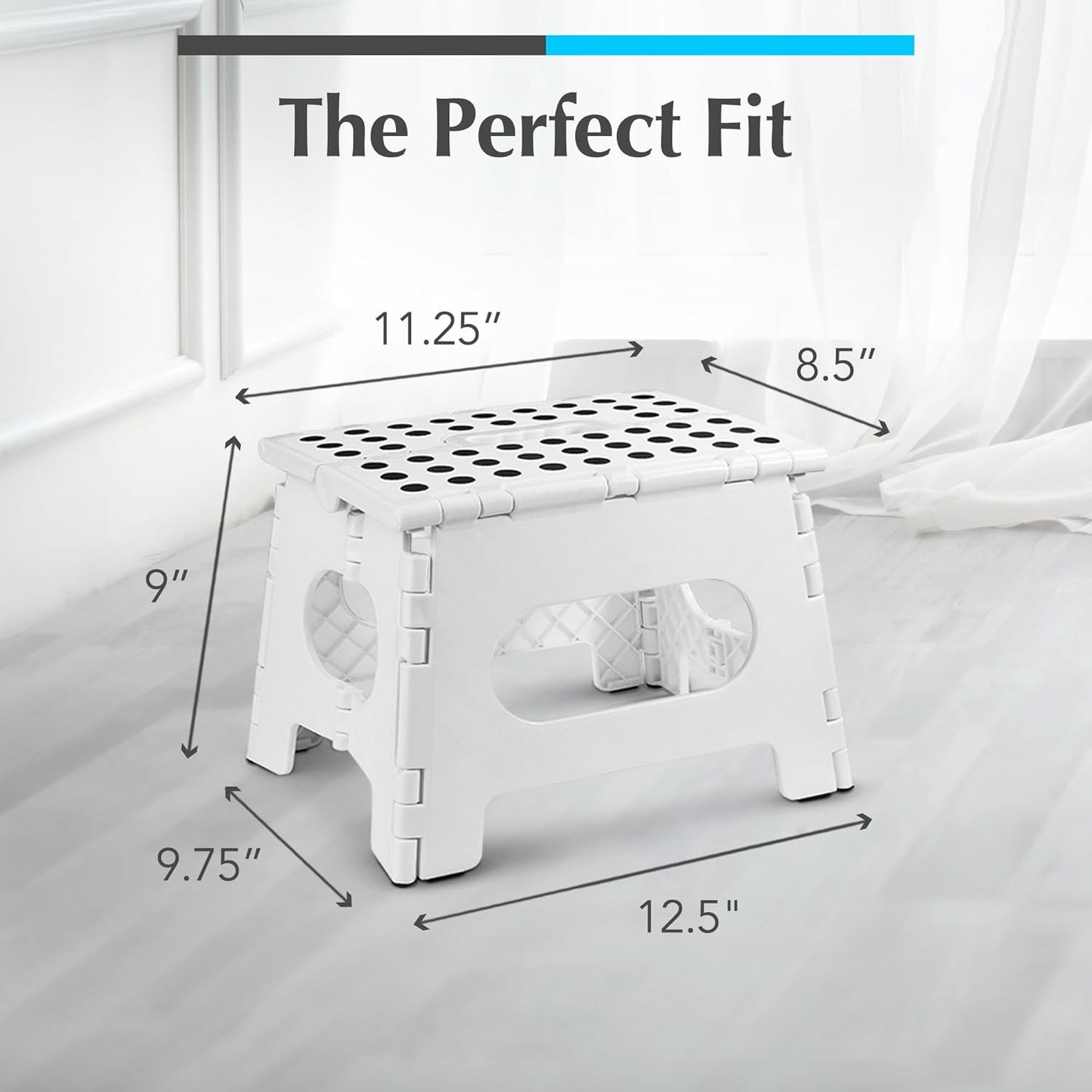 Handy Laundry Folding Lightweight Step Stool - Sturdy Enough to Support Adults and Safe Enough for Kids - Opens Easy with One Flip. Great for Kitchen, Bathroom or Bedroom (White)
