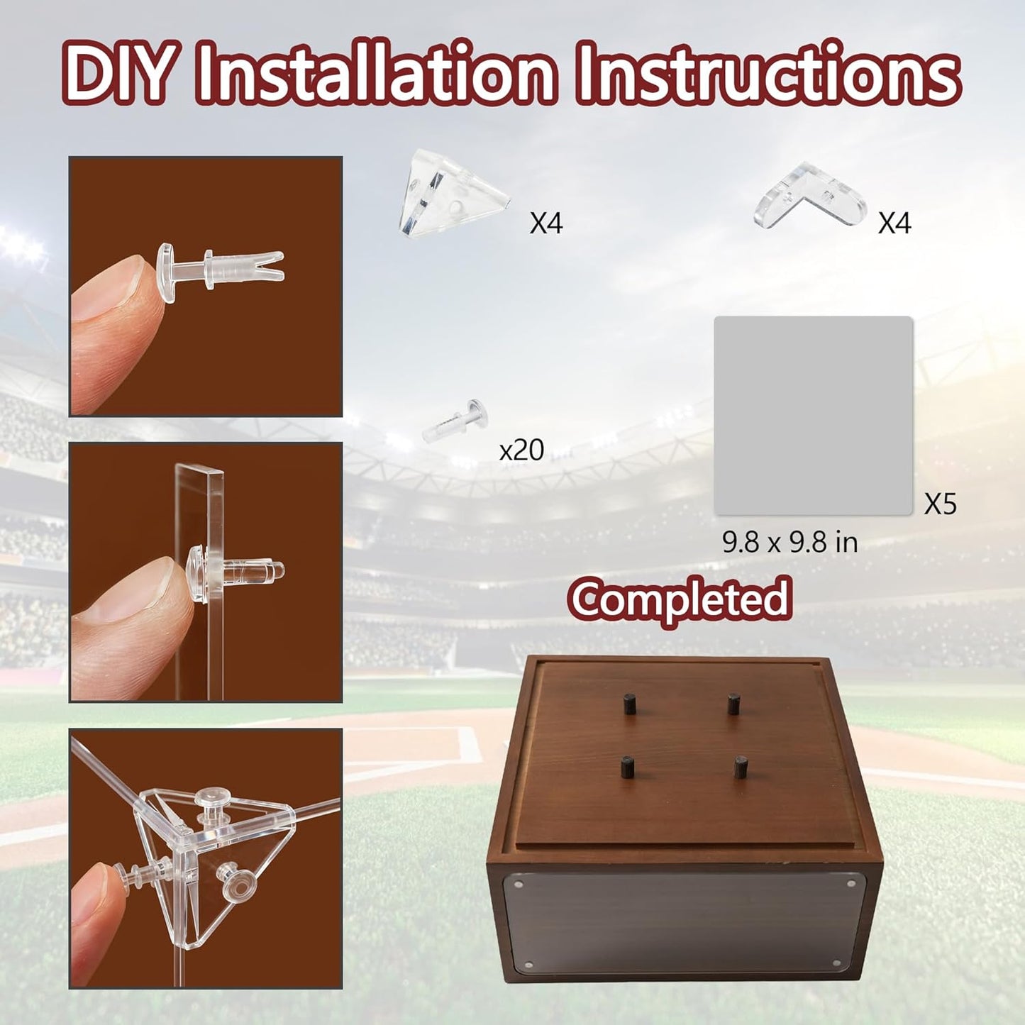 Basketball Display Case Holder for Basketball with Solid Wood Base, Uv Protected Acrylic Clear Volleyball Soccer Display Stand Box for Autographed Standard Memorabilia Keepsake