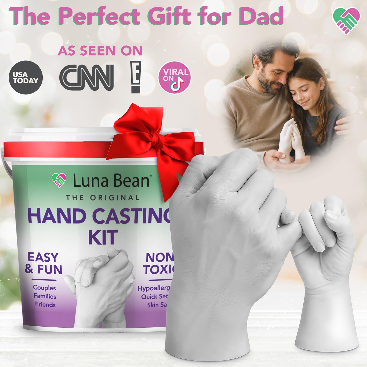 Luna Bean Hand Casting Kit – The Original Hand Mold Kit for Couples – Gifts for Him and Her - Anniversary Engagement Birthday Gifts for Women Men Mom Wife Boyfriend Girlfriend Wedding Bridal Shower