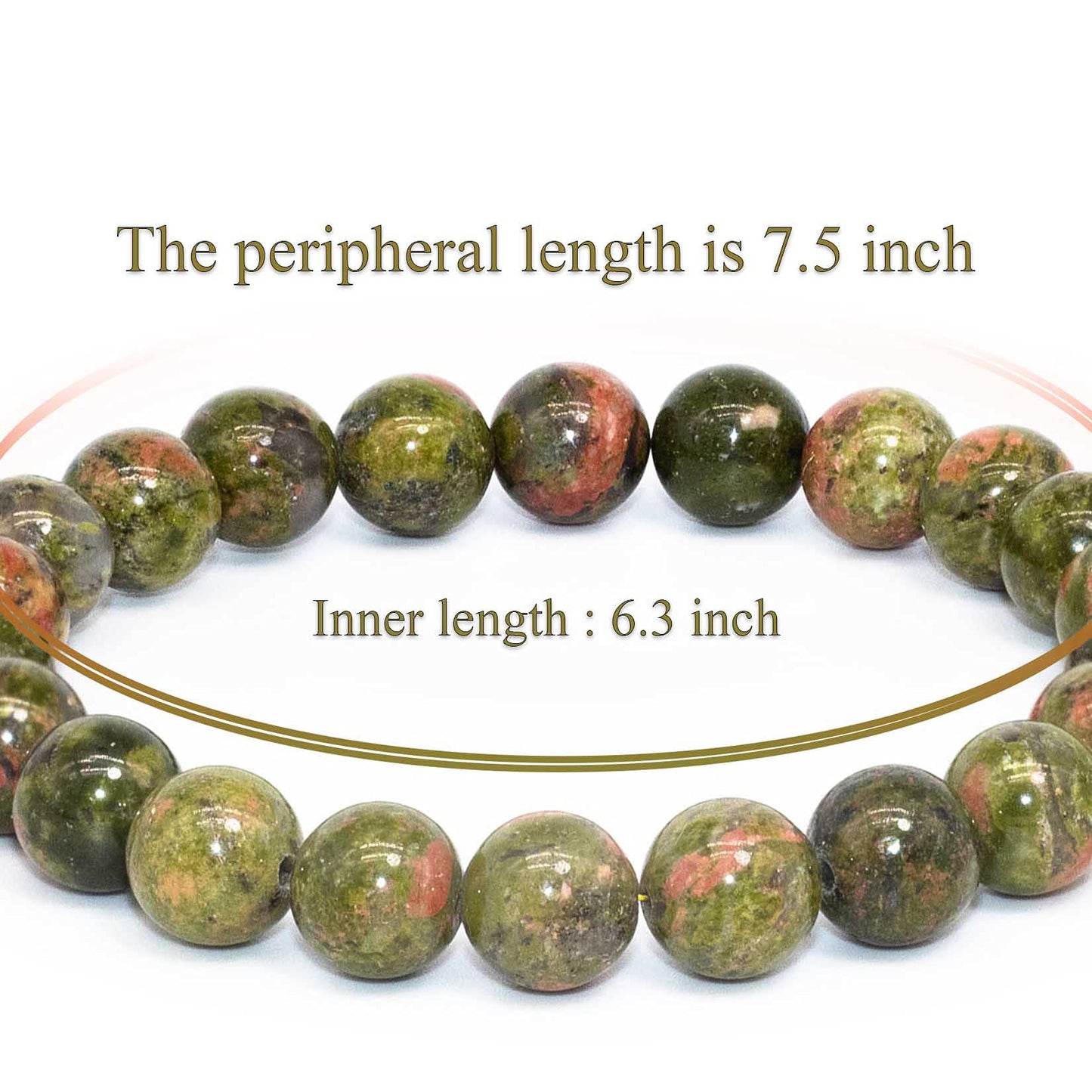 DAZCOLO 8mm Natural Gemstone Stretch Bracelet, Handmade Unisex Crystal Bracelets for Meditation, Yoga, Spiritual Healing & Positive Energy (Epidote)