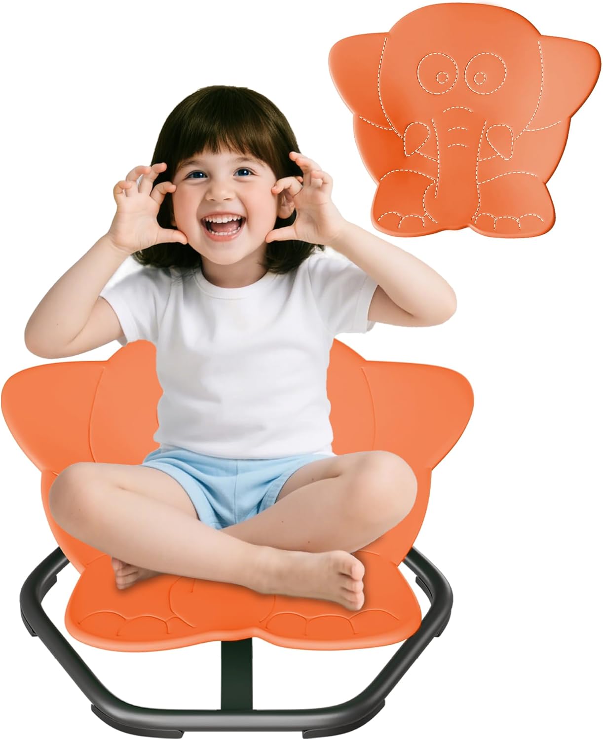 21" L × 19" W Spinning Chair for Autistic Kids, Sensory Toys for Kids with Autism, Sit and Spin, Toddlers & ADHD Children, Sensory Products Swivel Chair, Orange