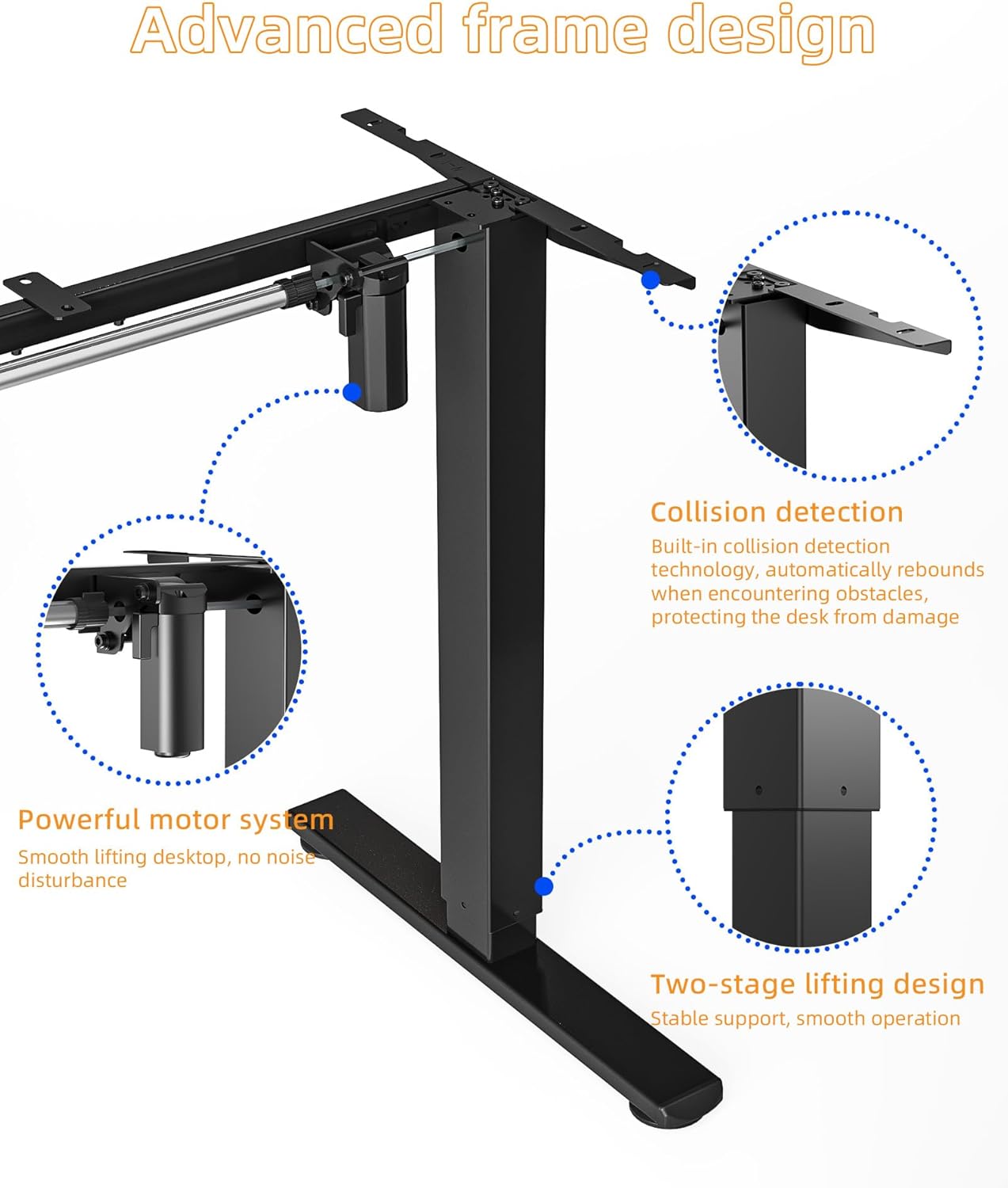 YIHAYO Standing Desk Frame, DIY Workstation, Frame Only, Adjustable Desk with Memory Smart Pannel, Sit Stand Desk for Home Office (Black)