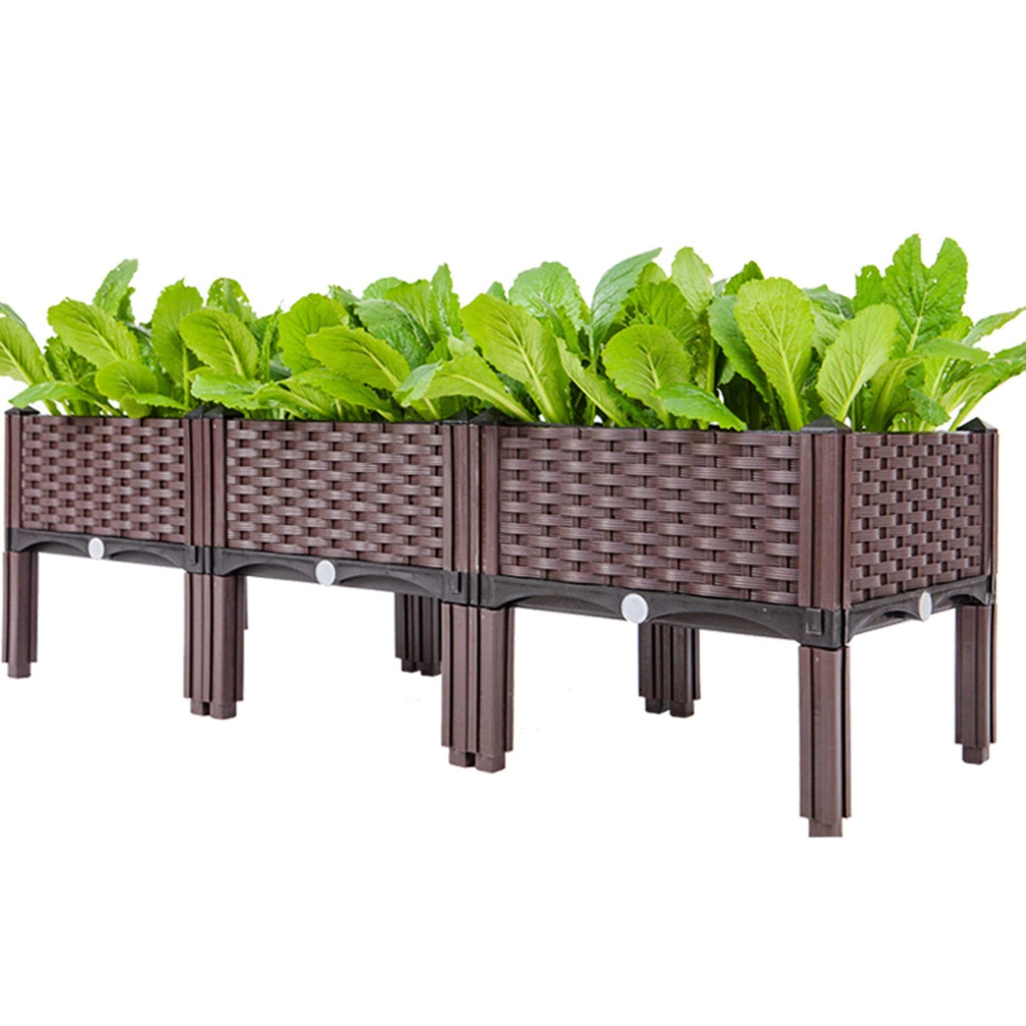 Elevated Planting Box, Outdoor Planter Boxes with Legs, Modern Rattan-Style Plastic Plant Stand, Garden Raised Bed for Vegetables,48"x16"x14"/120x40x36cm