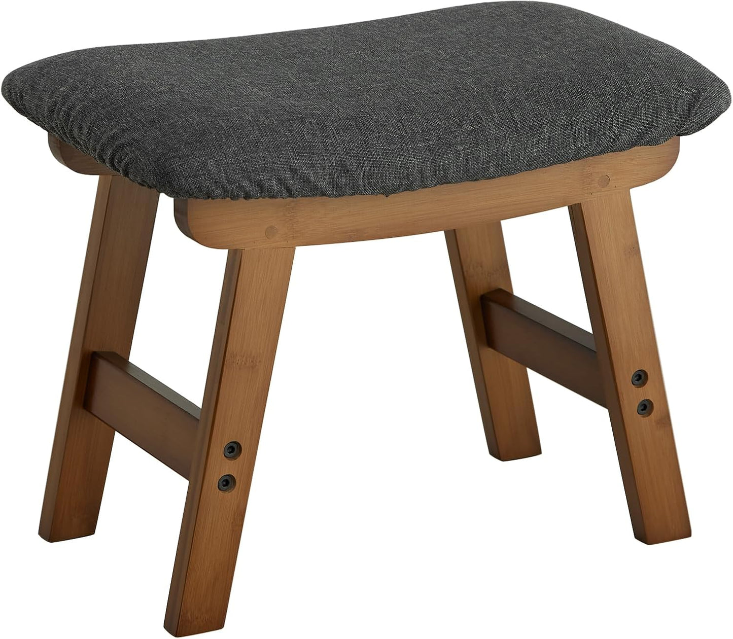 Foot Stool Ottoman Foot Rest Under Desk,Small Stool for Living Room, Bedroom and Kitchen (Brown Legs - Gray Stool Surface)