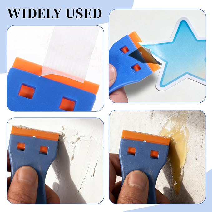 2Pcs Plastic Razor Blade, Plastic Scraper, No Scratches Scrapers Tool Remove Label Decal Tool, Cleaning Scraper Remover for Removal Floor, Decals, Paints