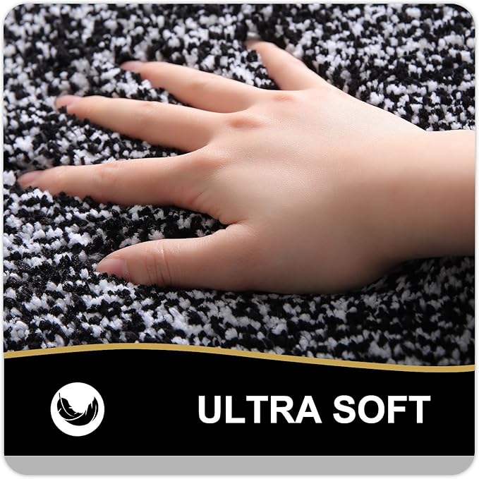 OLANLY Bathroom Rugs 70x24, Extra Soft and Absorbent Microfiber Bath Mat, Non-Slip, Machine Washable, Quick Dry Shaggy Bath Carpet, Suitable for Bathroom Floor, Tub, Shower (Long, Black)