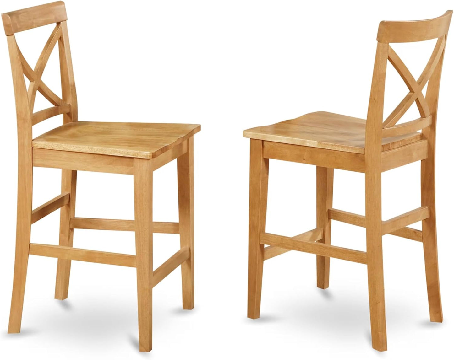 East West Furniture CAPU7H-OAK-W 7 Piece Kitchen Counter Height Dining Table Set Consist of a Rectangle Dining Room Table and 6 Wooden Seat Chairs, 36x60 Inch, Oak