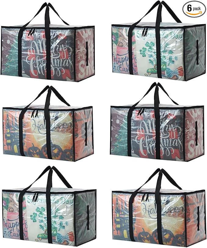 Heavy Duty 93L (24.5 Gallon) Stackable Storage Bins with Fully Openable Lids, Moving Bags Heavy Duty, Clear Plastic Totes for Moving Storage, Home Organization, Christmas Decorations. 6 pack