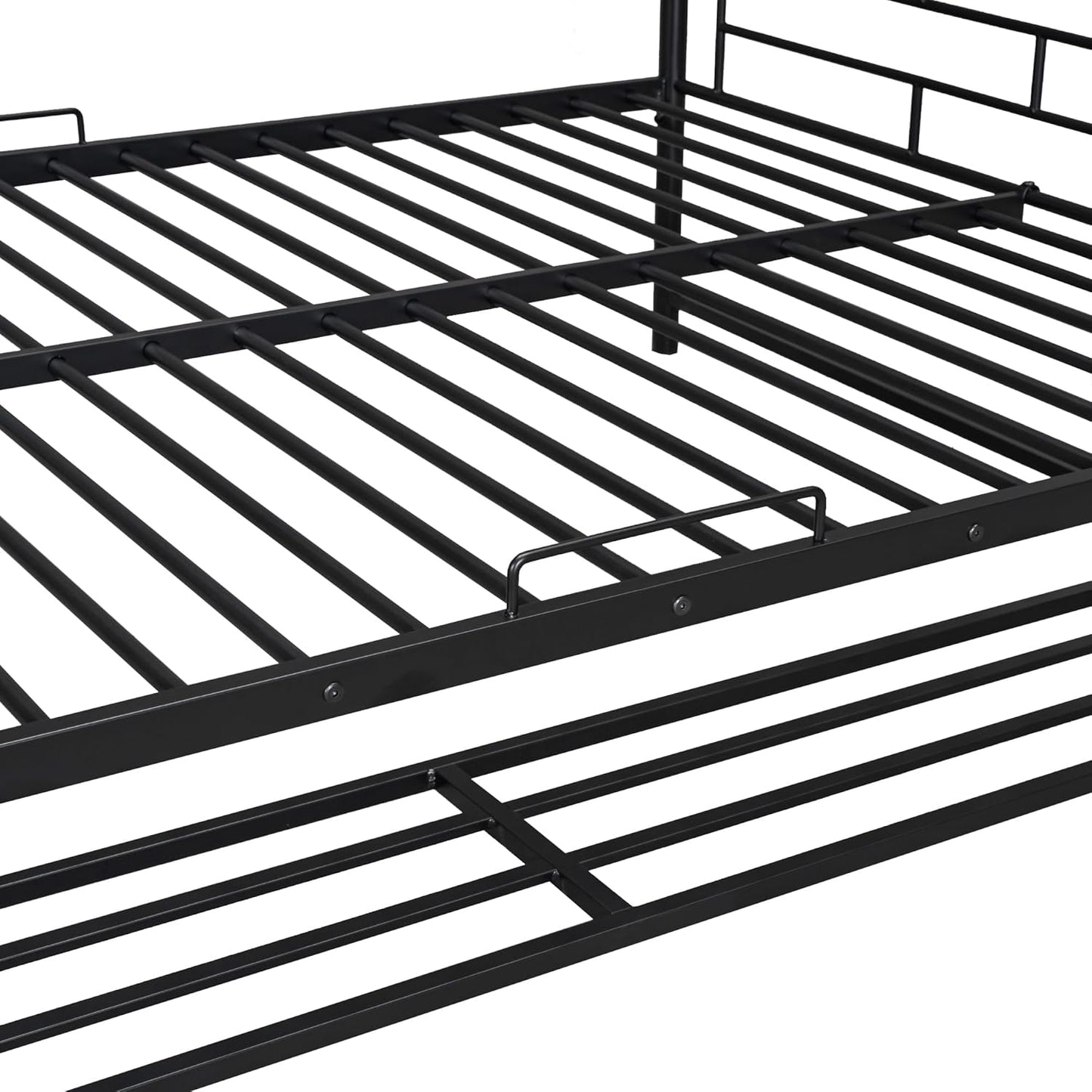 Metal Full Over Full Bunk Bed with Storage Shelf and Guardrails,Multifunctional Bed Frame w/Ladder,Can Seperated into 2 Beds,No Spring Needed,for Kids Boys Girls Teens,Black