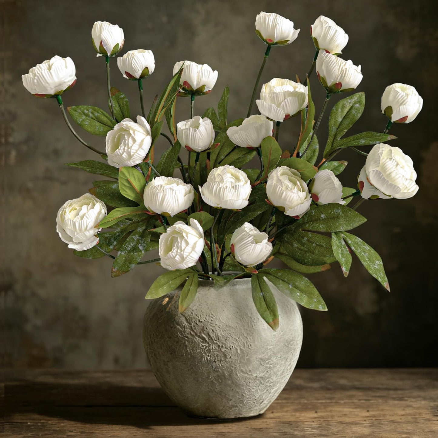 Cherica 6Pcs Viral Peony Artificial Flowers for Vase，27in Real Touch Fake Flowers Branches with Flexible Wired Stems for Home Decor DIY Bouquet Centerpieces Wedding Shower Fillers Arrangements,White
