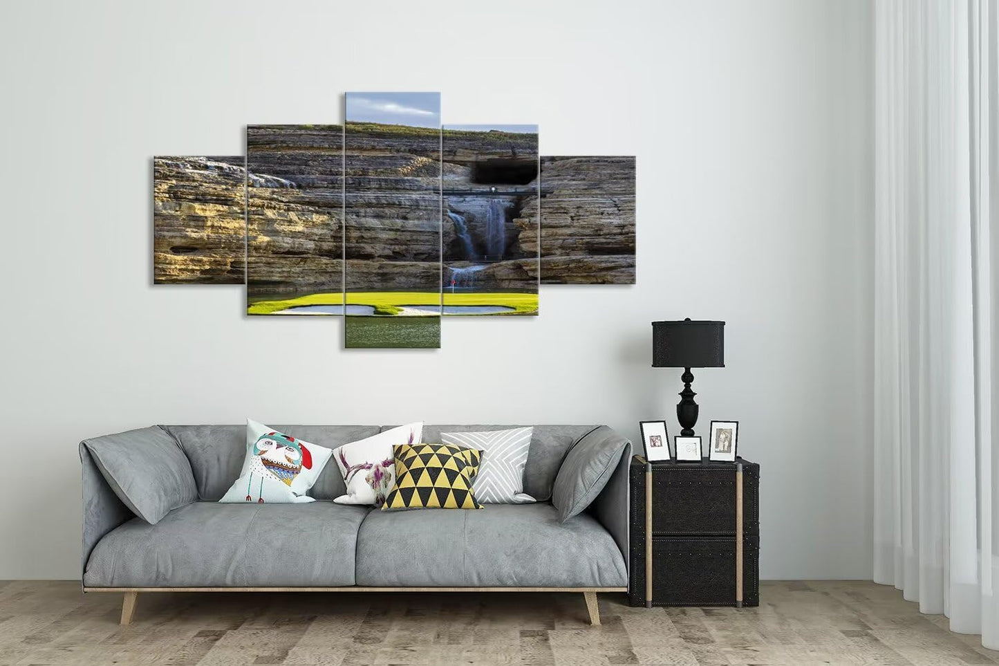 chenchenArt Payne's Valley Golf Course 19th Hole Wall Art for Living Room Bedroom Bathroom Home Decorations Payne's Valley Golf Course Picture Poster Canvas Prints Framed Ready to Hang(60''W x 40''H)