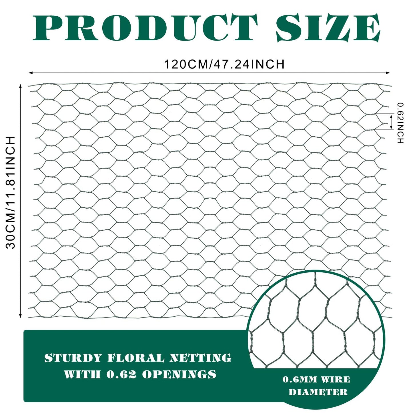 Amylove 2 Pack Chicken Wire for Floral Arrangements 0.6 Inch Chicken Wire Mesh Hexagonal Galvanized PVC Coated Netting Wires Fence Green Mesh for Crafts Poultry Garden(12 x 48 Inch)