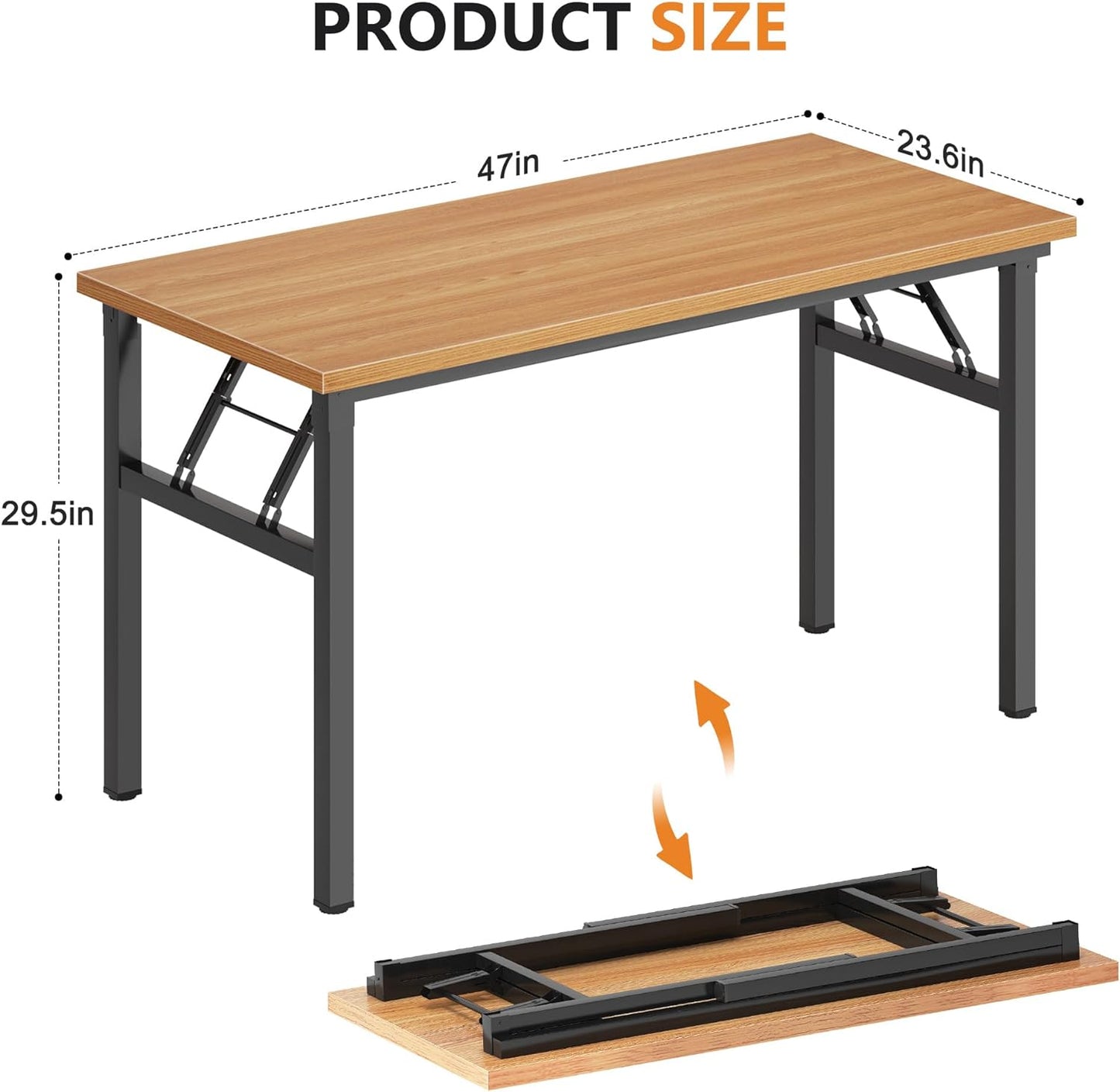 DlandHome 47 inches Folding Table Computer Desk Portable ActivityTable Conference Table Home Office Desk, Fully Assembled Teak DND-ND5-120TB1