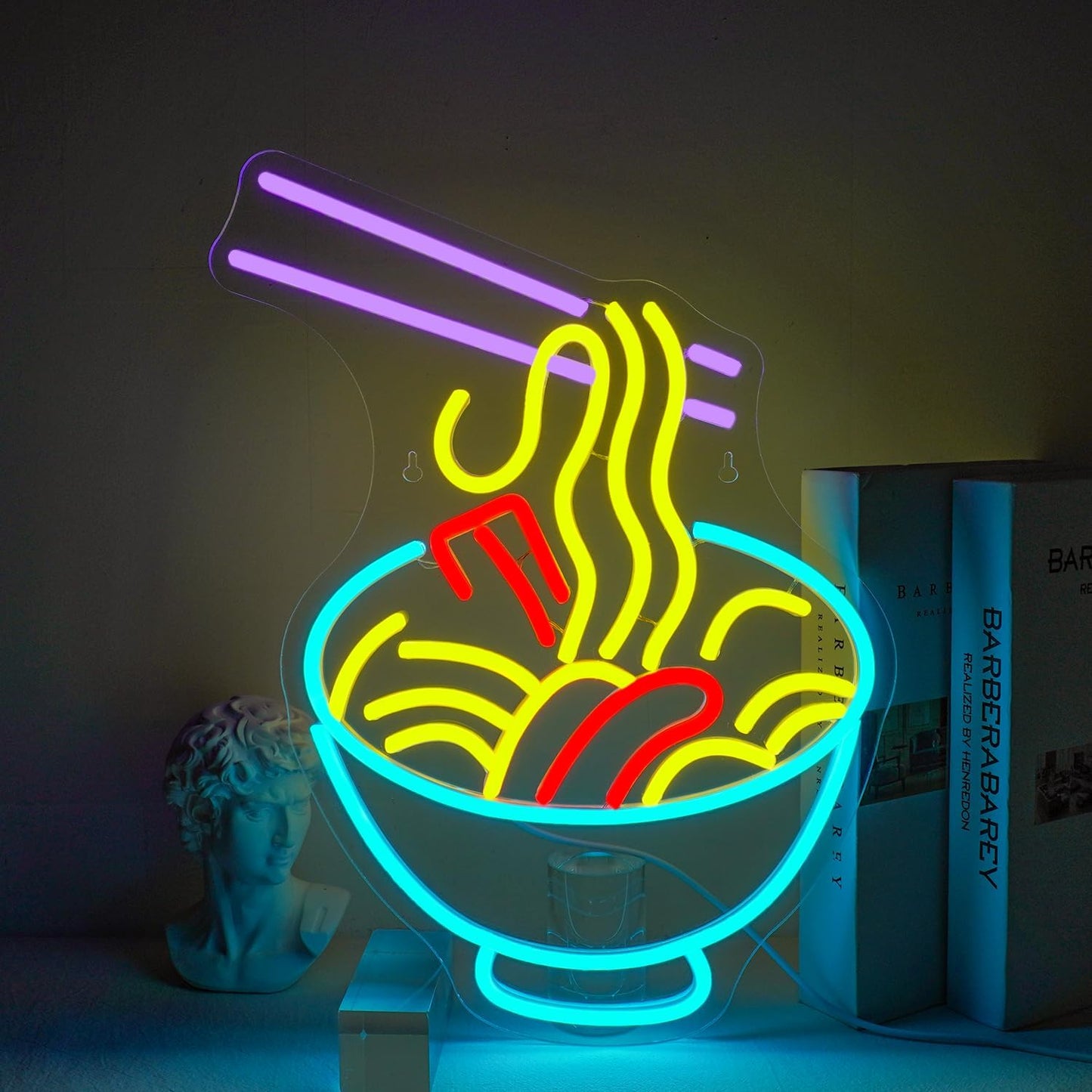NOSUN Ramen Neon Sign Noodle Neon Signs for Wall Decor Ramen Neon Light Sign Noodle Light Up Sign for Kitchen Restaurants Fast Food Powered by USB Multi Colored Lights for Restaurant Ramen Shop Window