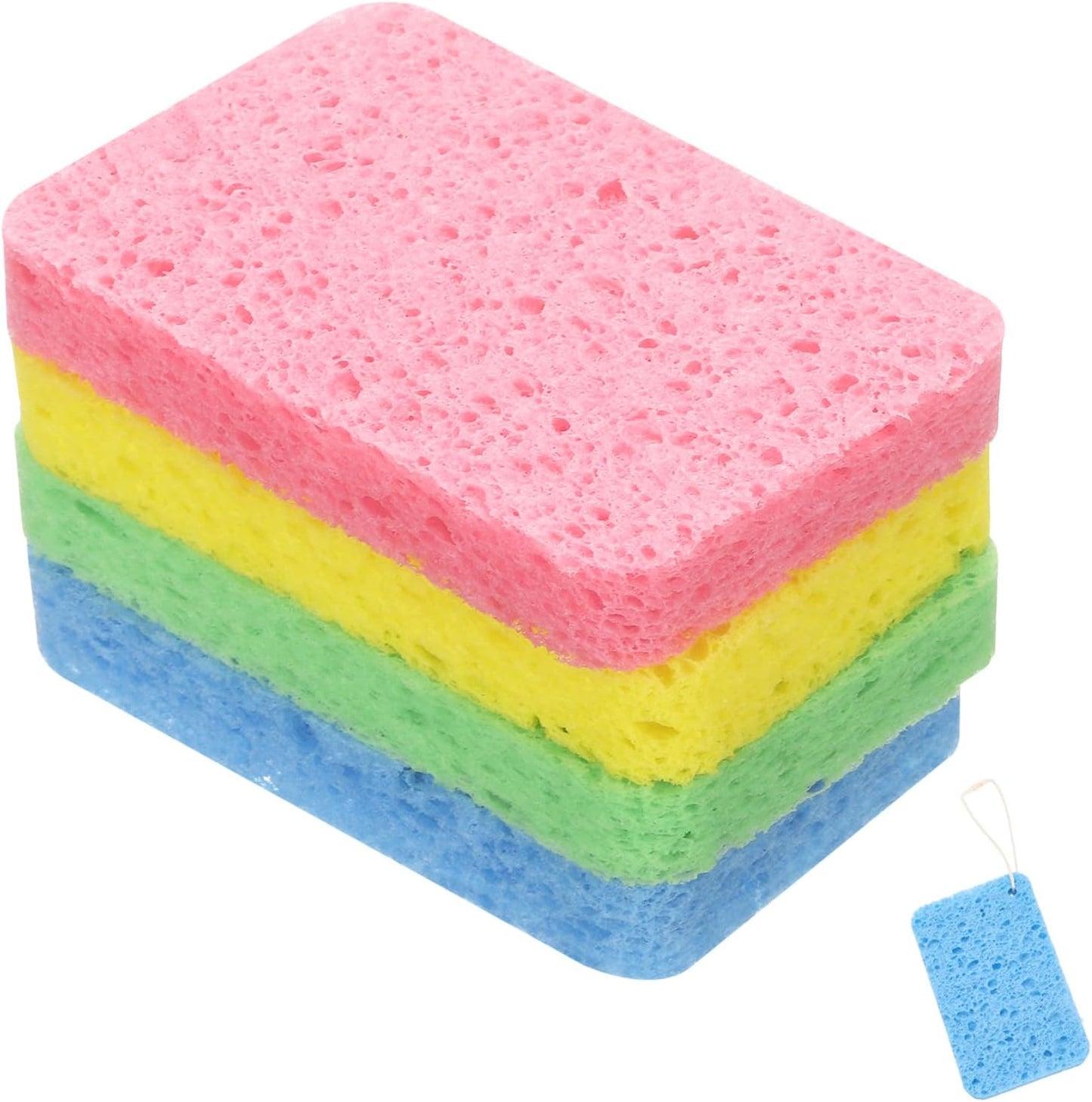 HARFINGTON 12pcs Kitchen Sponges Compressed Non-Scratch Scrub Sponge Dual Sided Cleaning Sponges with Hanging Ring for Household Use for Kitchen Household Bathroom