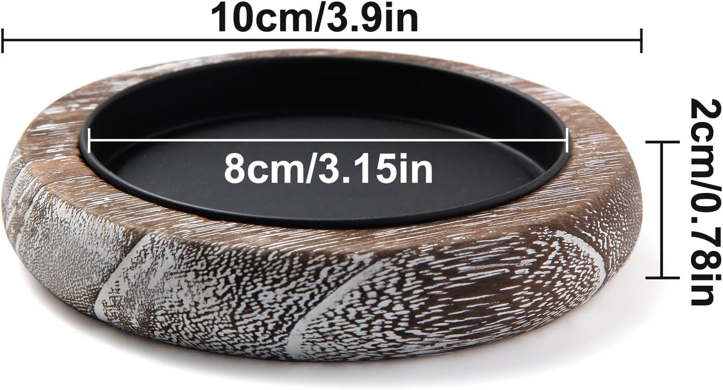 Wood Candle Holder Farmhouse Decor Wooden Pillar Candles Tray for Table Centerpiece Small Decorative Tray Riser Round Wooden Plate Pedestal Stand for Coffee Table for Christmas Decor-Bai-4