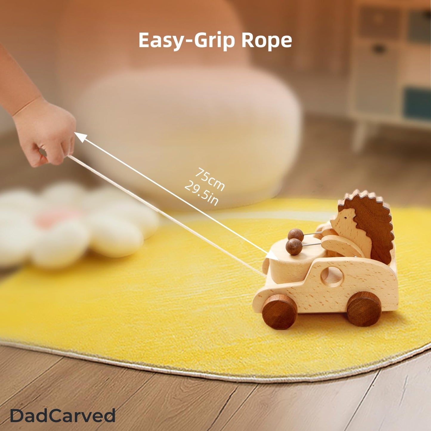 Hedgehog Pull Toy with 4Pcs Push Car Set