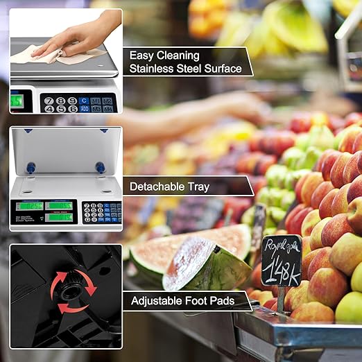 Goplus 66 LB Deli Scale Price Computing Commercial Food Produce Electronic Counting Weight (Silver)