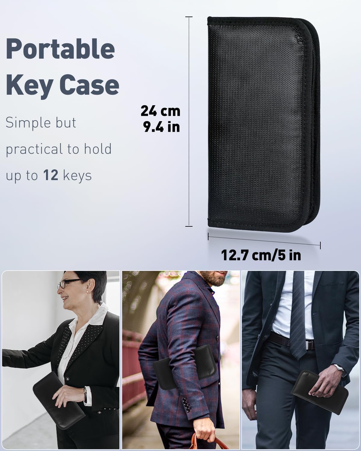 Uniclife Portable Zippered Key Case Waterproof and Fireproof Key Organizer with 12 Colorful Key Tags and Hooks Key Storage Book for Offices Real Estate Agencies Hotels and Rental Management