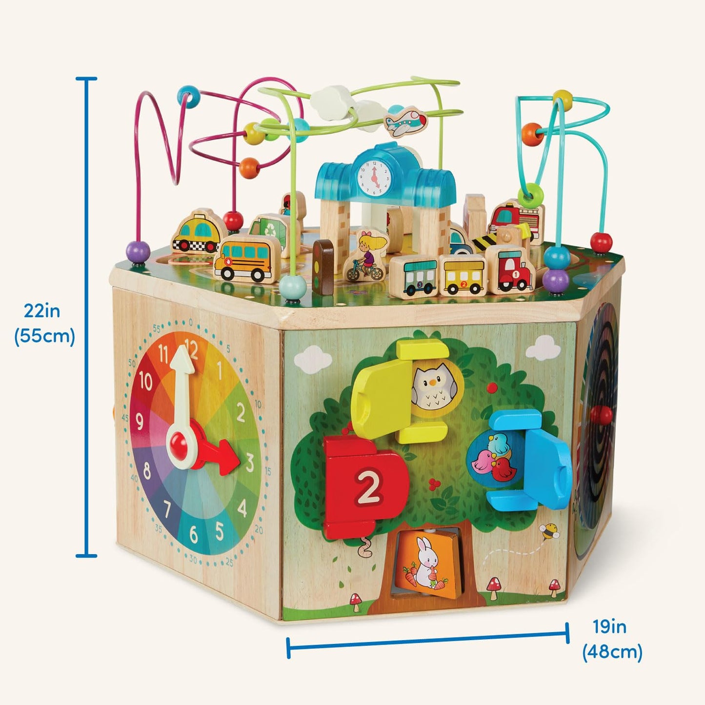 Battat – Wooden Activity Cube – City – Themed Activity Center – Educational Toys – Wooden Toys for Toddlers and Kids – 1 Year +