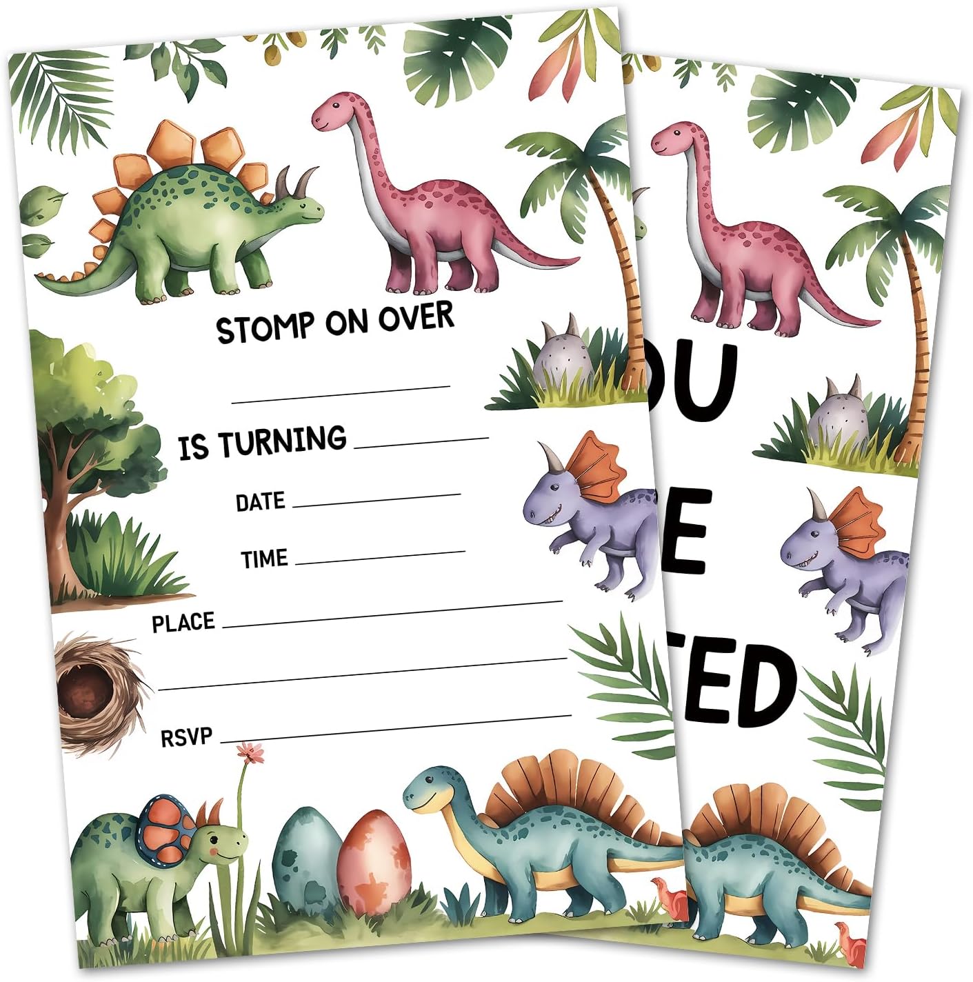Dinosaurs Birthday Invitations, Tropical Dino Party Invitations, 20 Double-Sided Fill In Invitation with Envelopes for Teen Boys Girls, Invitations Cards for Birthday Party Decorations Favor - 15