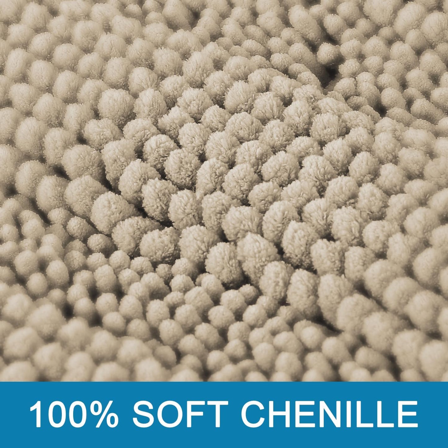 H.VERSAILTEX Bath Mats for Bathroom Non Slip Thick Chenille Striped Bath Rug Absorbent Fluffy Soft Shaggy Rugs Washable Dry Fast Plush Mats for Indoor, Bath Room, Tub - 17" x 24", Fog