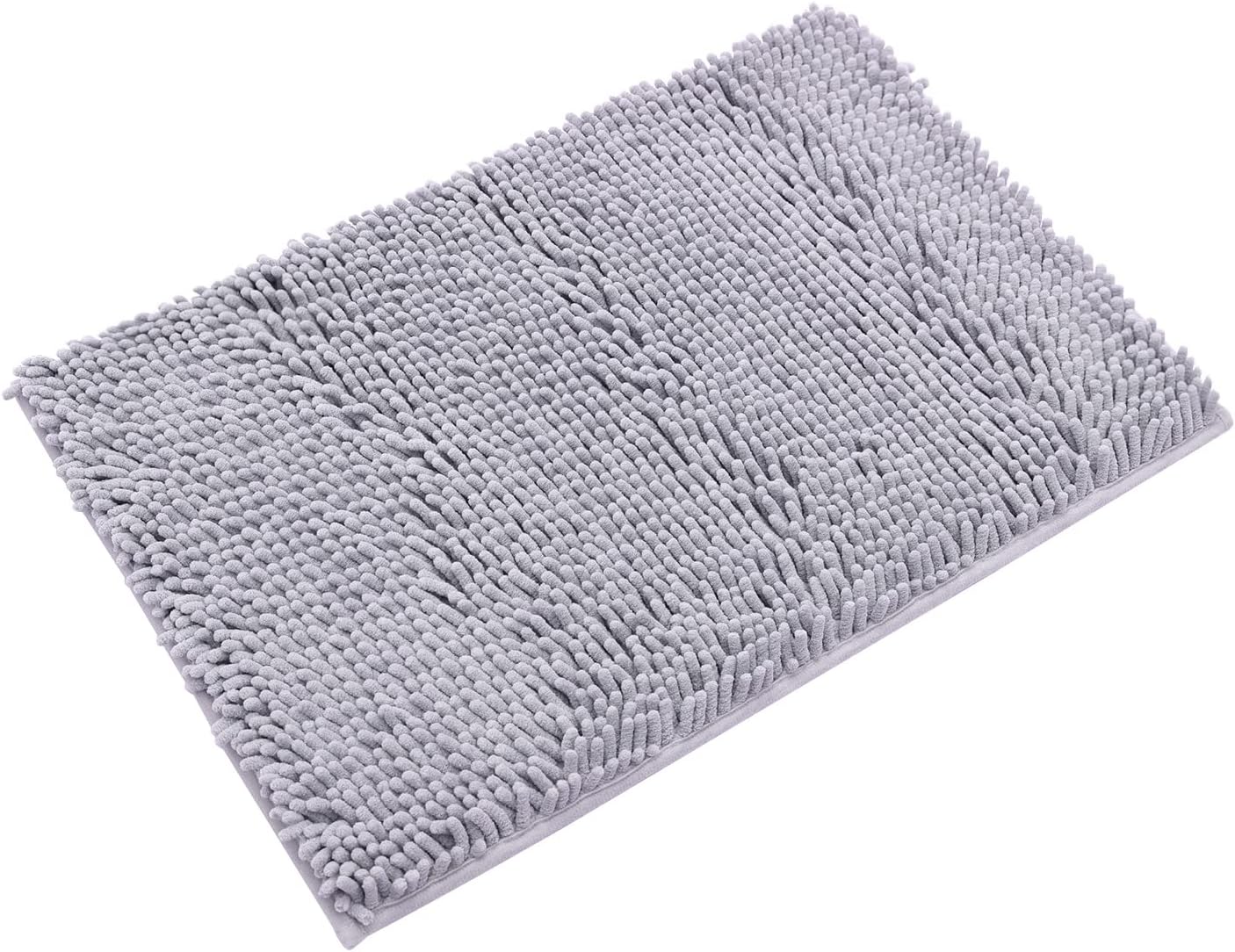 Non-Slip Bath Rug,Extra Soft Microfiber Bedroom Shag Carpet with Anti-Slip Backing,Water/Dust Absorbent Fast Dry Shower Mat,Sound Insulated Stairs Pad,Machine Washable (Grey,15 x 23 Inches)