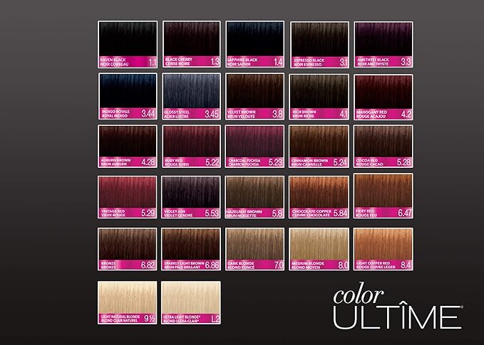 Schwarzkopf Color Ultime 1.3 Black Cherry Hair Dye, Permanent Intense Black with Diamond Brilliance, Fade-Resistant, Covers Grays, All Hair Textures
