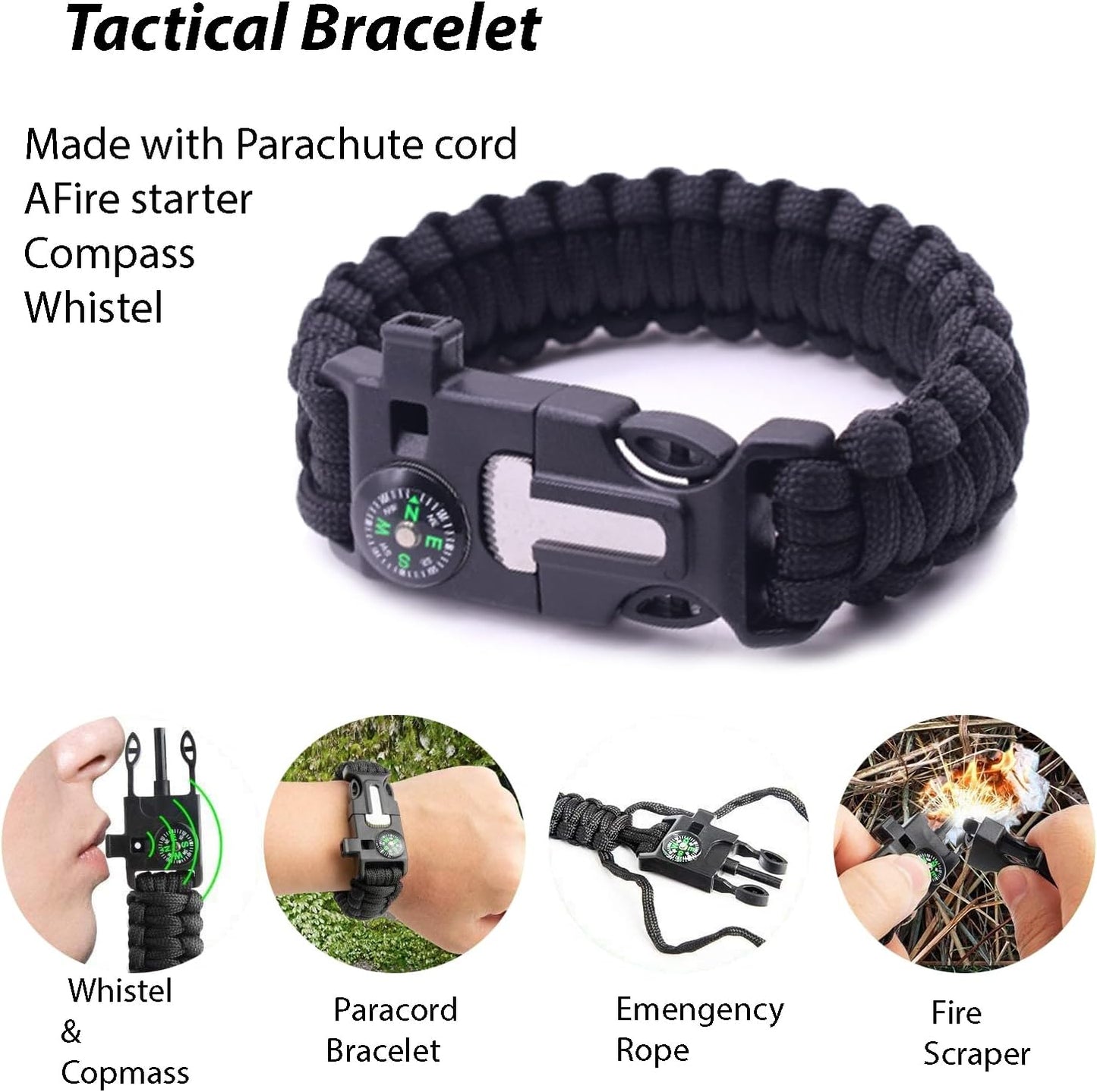 Survival Kit - All-in-One Survival Gear and Supplies for Camping, Hiking, Hunting, and Car Emergencies - Essential Tools, Great Gift for Men, Fathers, Boyfriends, Boys, Dads and Scouts
