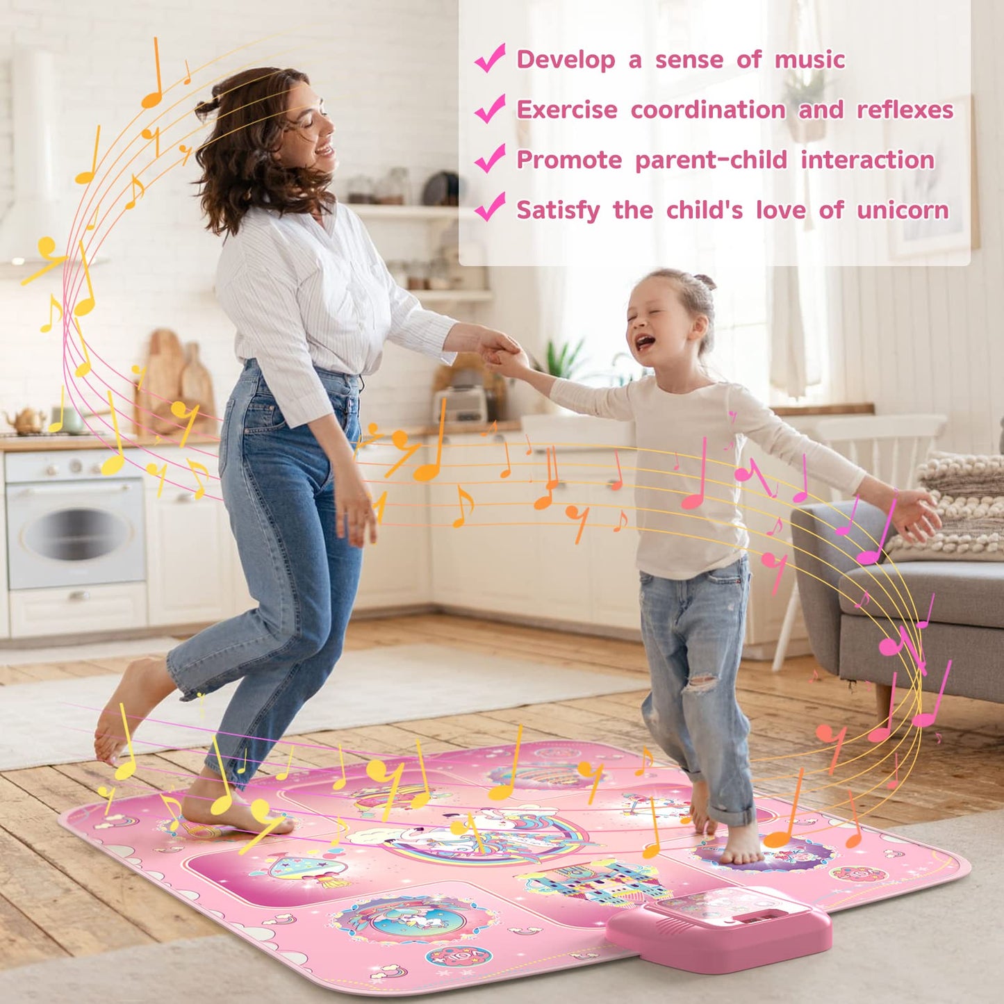 GirlsHome Dance Mat - Unicorn Toys for Girls Rhythm Step Play mat, Electronic Dance Pad with 5 Game Modes, Built-in Music, Touch Sensitive Light Up LED, 2026 New CPF Birthday Gift for Girls 3-12