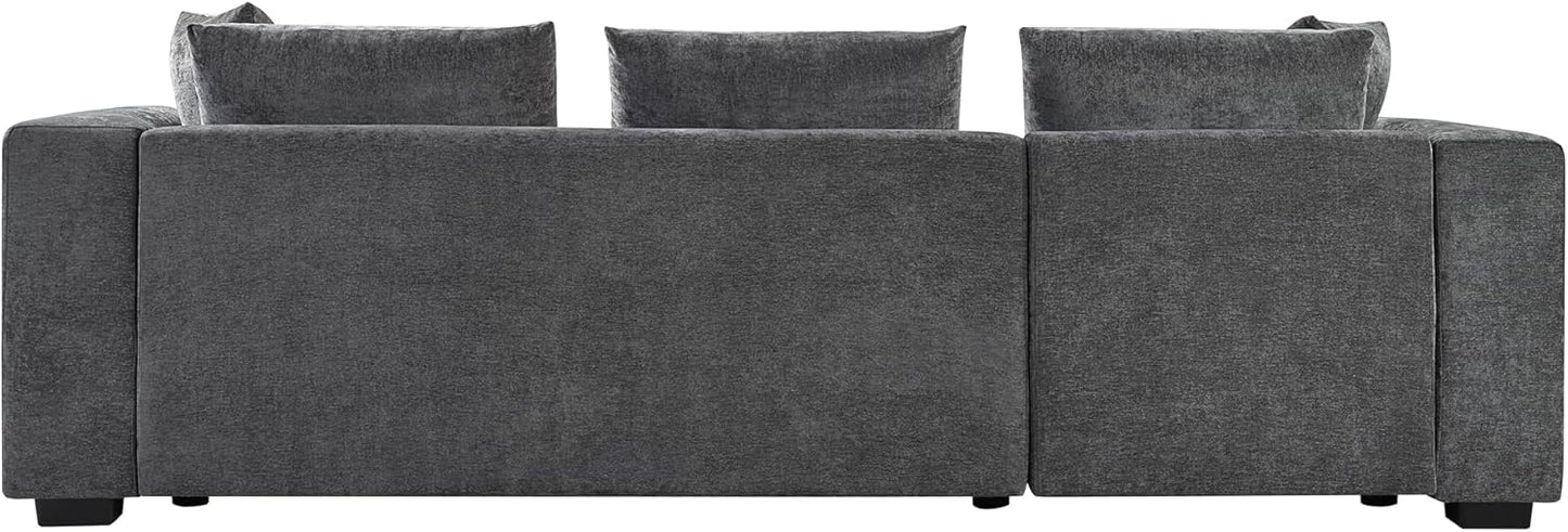 Ball & Cast Modular L-Shaped Sectional Sofa with Storage - 93.7" Chenille Fabric Couch, Deep Seating & Matching Pillows, Modern Living Room Furniture,Gray