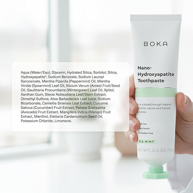 Boka Fluoride Free Toothpaste, Nano Hydroxyapatite Toothpaste, Appropriate for Sensitive Teeth - for Adult, Kids Oral Care - Ela Mint Flavor, 3.4 Fl Oz 1Pk US Manufactured