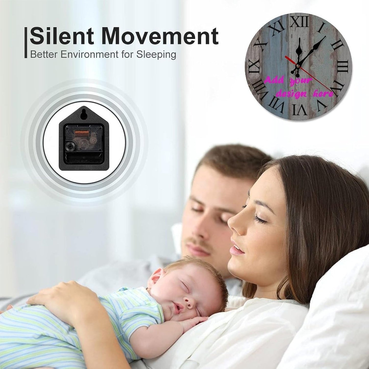Custom Wall Clock,Personalized Wood Clock add Your Photo/Text,Customizable Silent Round Decoration for Kitchen Bathroom 10inch style5