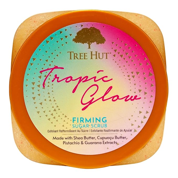 Tree Hut Tropic Glow Shea Sugar Scrub, Exfoliating & Hydrating Body Scrub with Shea Butter, Radiant Glow, Warm Scent, Holiday Gift & Stocking Stuffer, 18 oz