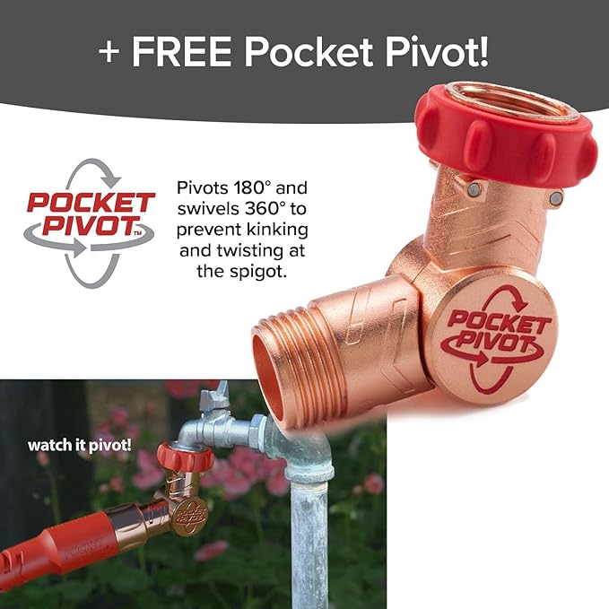 Pocket Hose Copper Head Expandable Garden Hose 75ft with Pocket Pivot, No Tangles, AS SEEN ON TV, 360° Swivel, Tri-Tex Tubing, Force Field Jacket, Lead-Free, No-Kink, Anti-Burst w/APT
