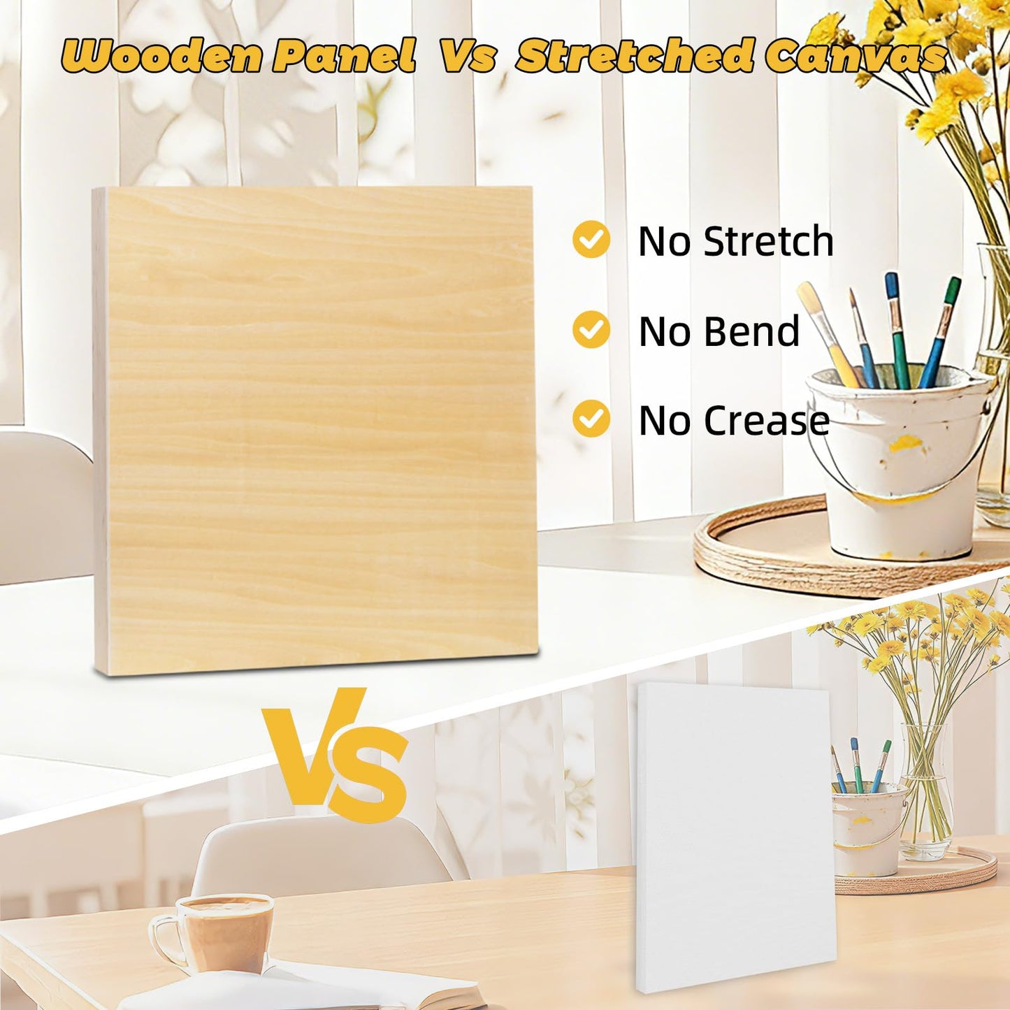 4 Pack 12x12 Basswood Wood Canvas Board – Studio 3/4'' Deep Cradled Wood Panels for Painting, Crafts, Oil & Resin Art - Sturdy Wood Painting Boards for Artists and DIY Crafters