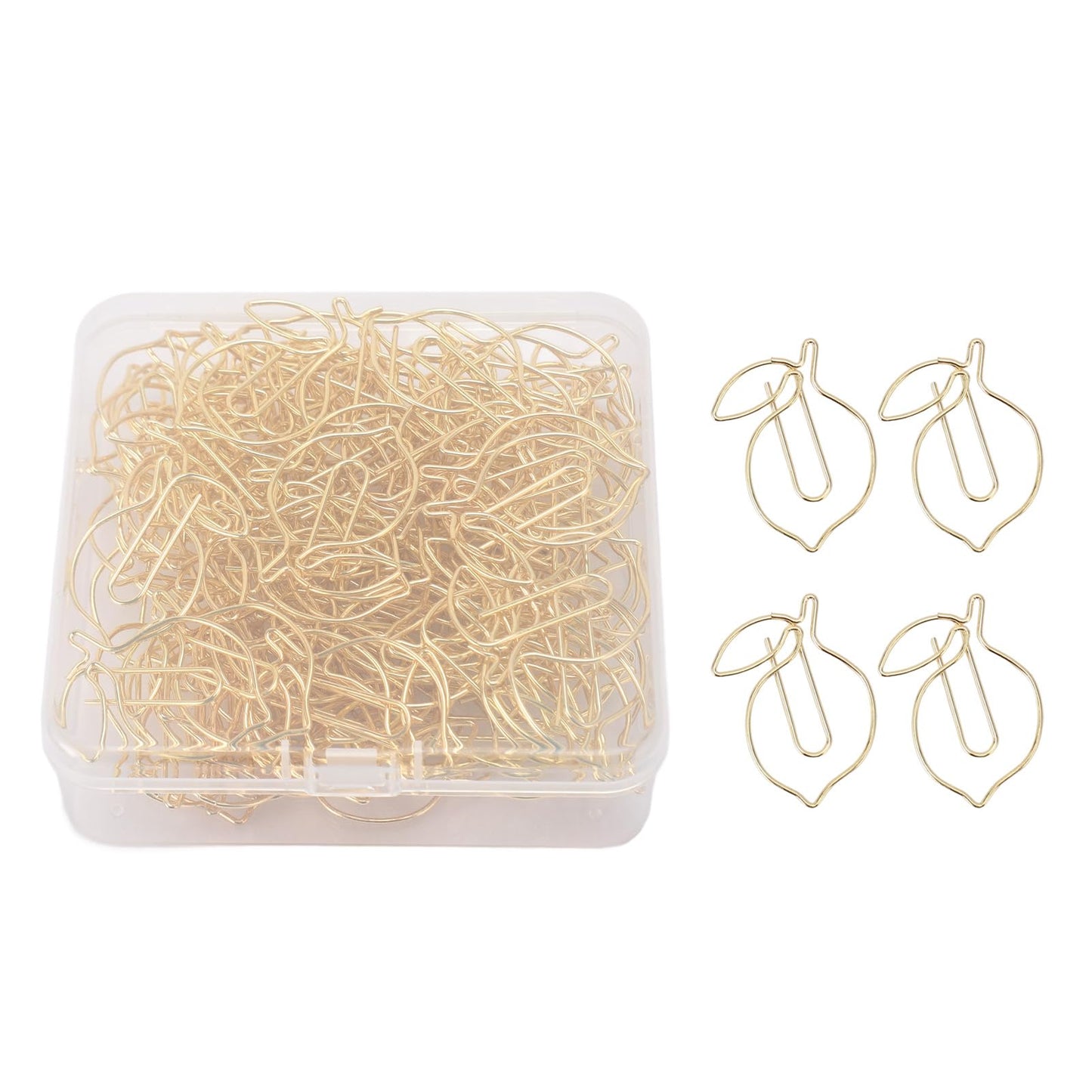 Lemon Shaped Paper Clips, 100PCS Metal Office Supplies for Home School Desk Organizers, Decorative Bookmarks Planner Clips for Clipboards Notebooks Books