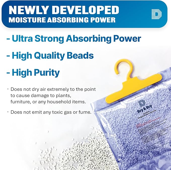 Dry & Dry 15 Packs [Net 7 Oz/Pack] Moisture Absorbers for Home, Basement & Bedroom - Small Dehumidifiers