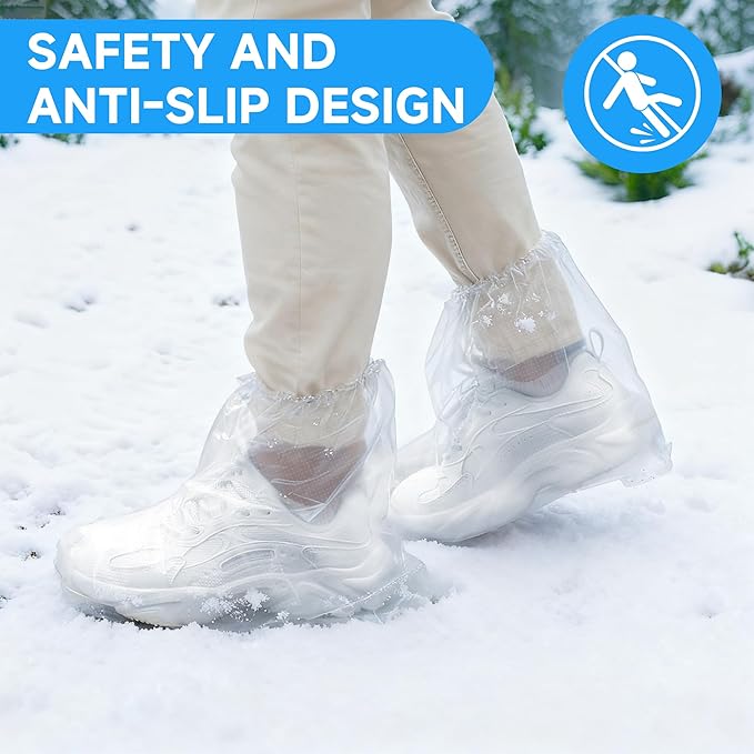 10 Pairs Pack Of Disposable Shoe Covers Transparent Disposable Waterproof Plastic Shoes Protector Ponchos For Rain Indoors Boot Covers Travel Unisex For Adults Short Size Sturdy Secure Foot Covers