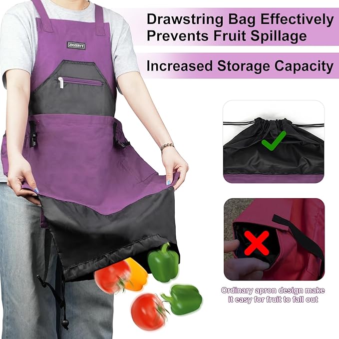 Garden Apron,Harvest Aprons with Pockets for Women and Men,Canvas Gardening Tool Belt, Gardening Gifts for Mom,Dad