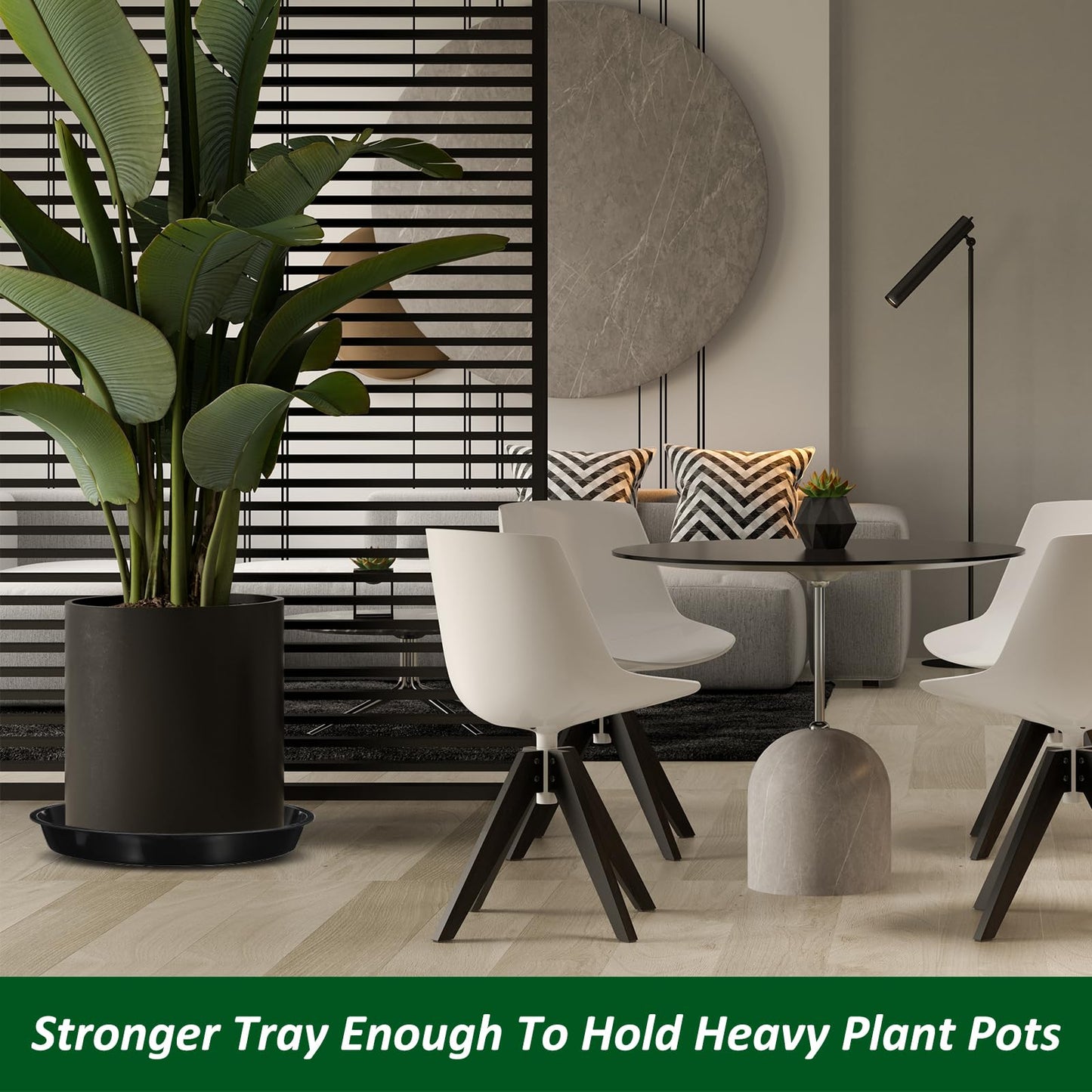 PATIKIL 3 Pack Plastic Plant Saucer, 15 Inch Plant Tray for Pots Round Plant Dish Plant Drip Trays Water Tray for Indoors Outdoors Garden, Black