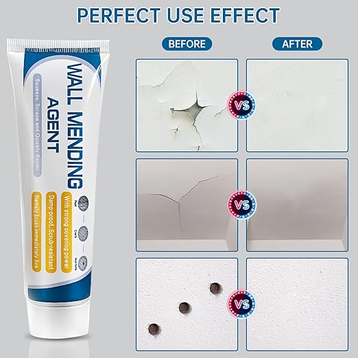 2 Pack Drywall Repair Kit,Wall Mending Agent with Scraper,Drywall Patch Repair Kit with Spackle Paste,Wall Hole Filler Putty for Filling Cracks & Holes,Quick Easy Plaster Wall Repair
